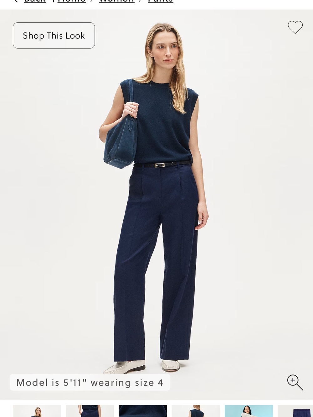 J. Crew Navy Size 10 Women’s Essential wide-leg pant in Gramercy linen blend